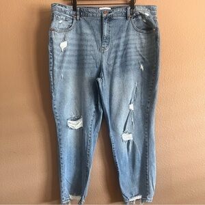 Lane Bryant High Rise Girlfriend Straight Leg Distressed Jeans Size 20